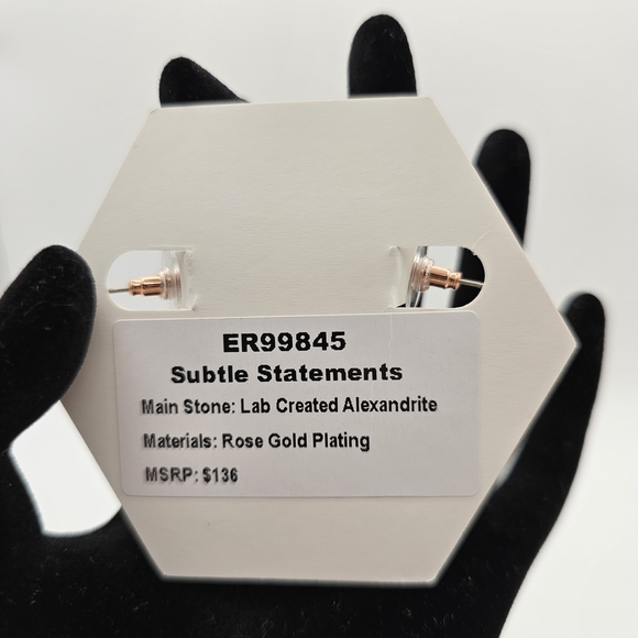 NEW Bomb Party "Subtle Statements" June Earrings Hoops Alexandrite on Rose Gold - Picture 6 of 6